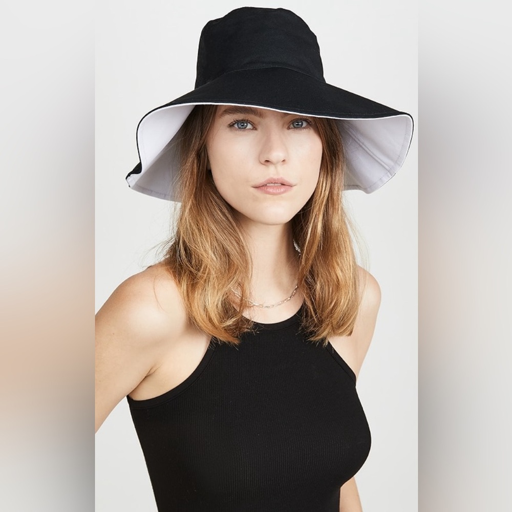 Hat Attack Reversible Black and White Wide Brim Sun Hat